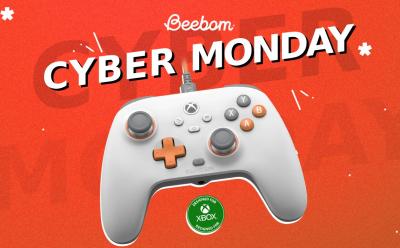 product image of GameSir T7 in front of an orange background with cyber monday text at the top