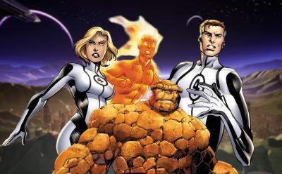 Fantastic Four characters on Marvel Rivals map in the background
