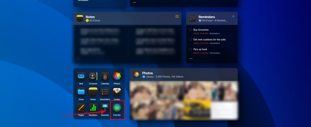 Go to the Find My option in the iCloud Website