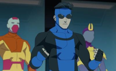 Invincible in his new blue suit