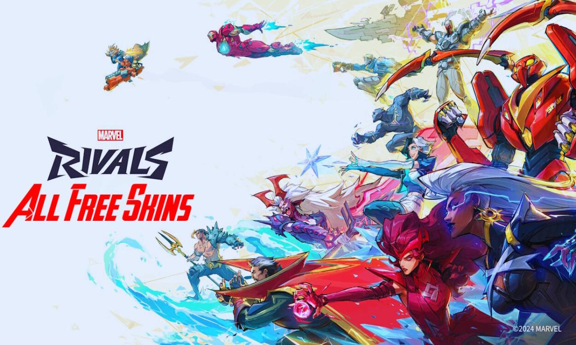 Marvel Rivals characters with all free skins text