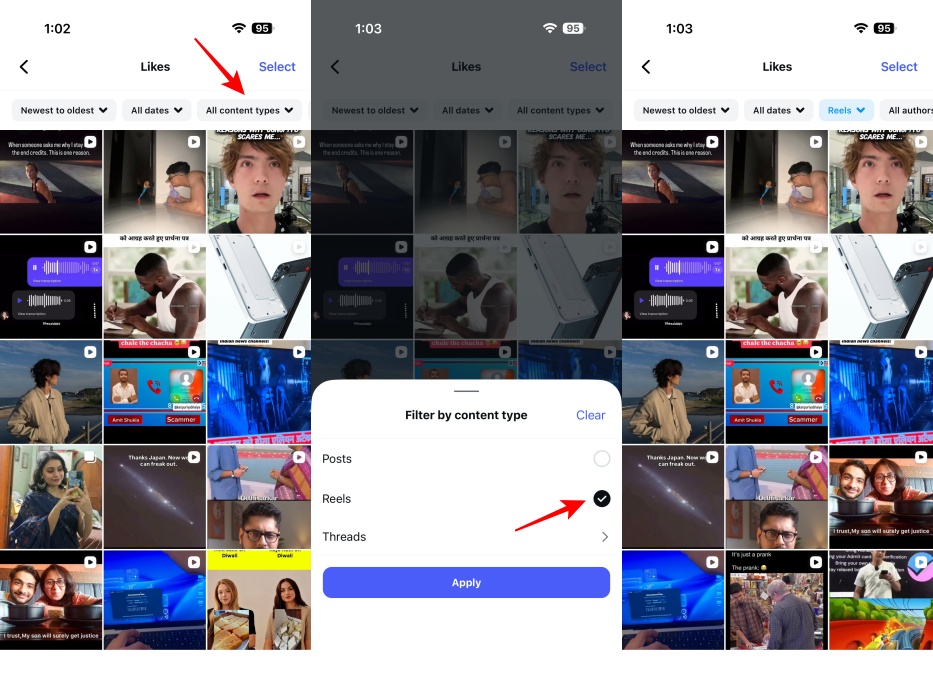 Checking Liked Reels to Find Watch History on Instagram