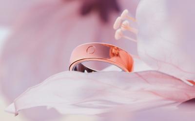 Circular Ring 2 in Rose Gold on a petal