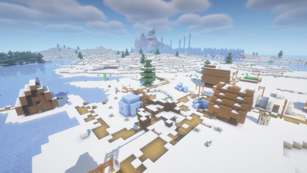 Frozen Shipwreck and a Village