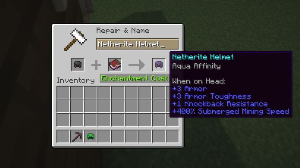 How to Get Aqua Affinity in Minecraft using anvil