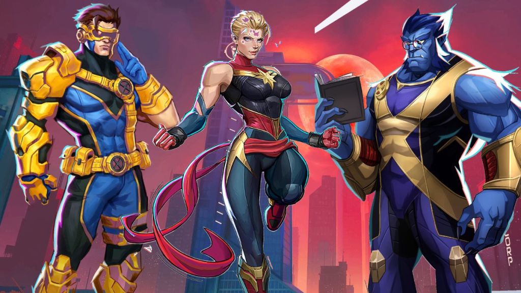 Marvel Rivals Leaked Characters Concept Image with Cyclops, Captain Marvel, and Beast