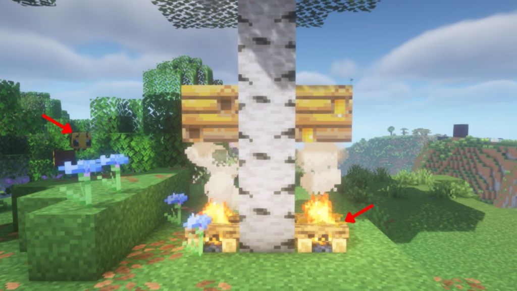 Place Campfire under a bee nest to bring out the bees