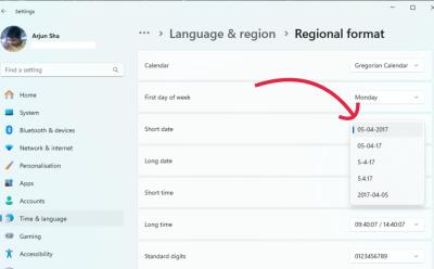 change date format on windows 11 settings