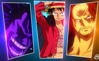 A Collage of Rocks D. Xebec, Luffy, and Shanks from One Piece