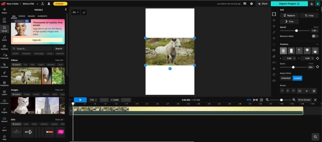 Kapwing AI Video editor screenshot