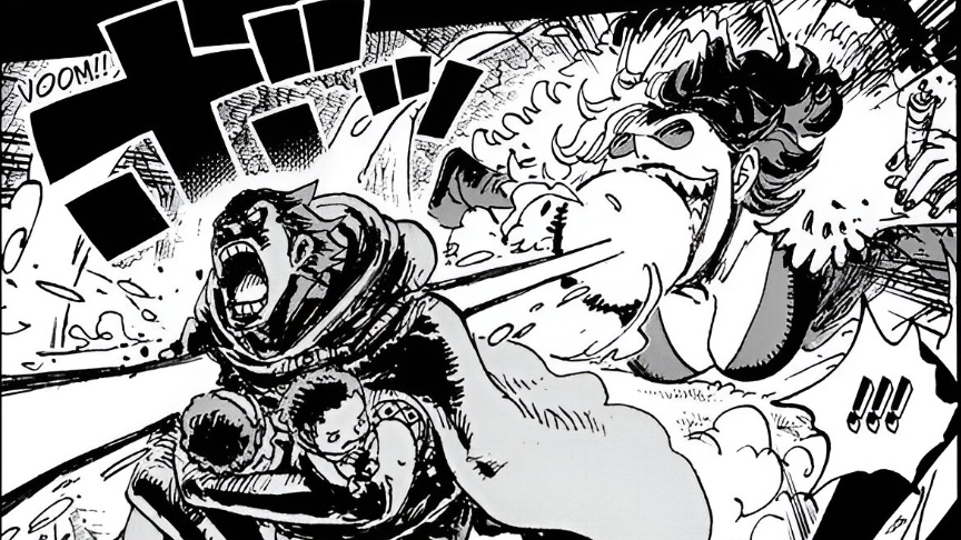 Satchels Maffey attacking Dragon in One Piece manga