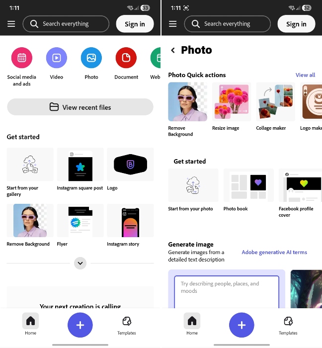 adobe express ai app on android