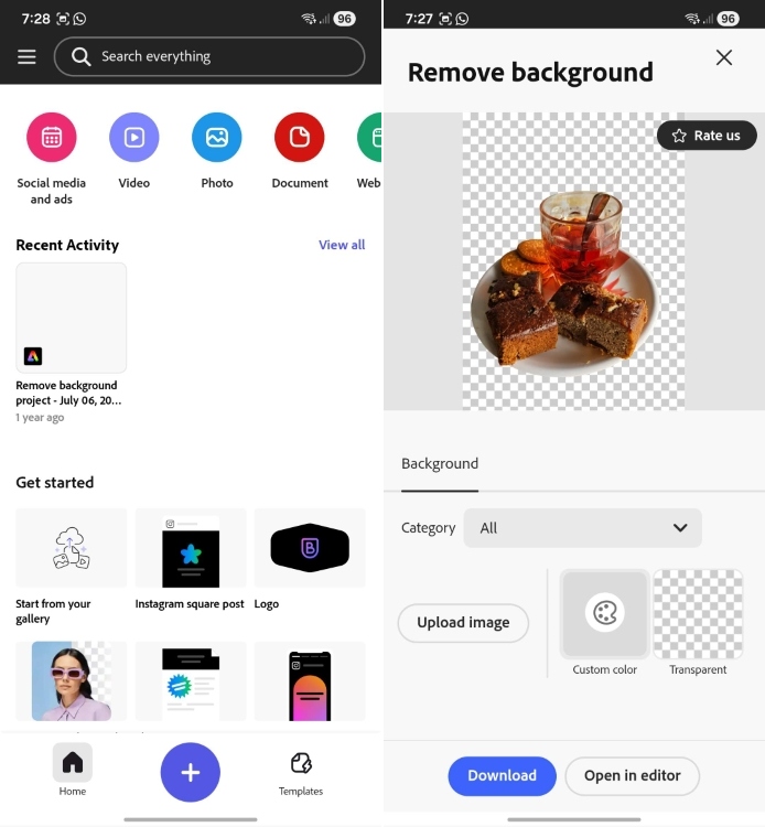 adobe express ai app removing background