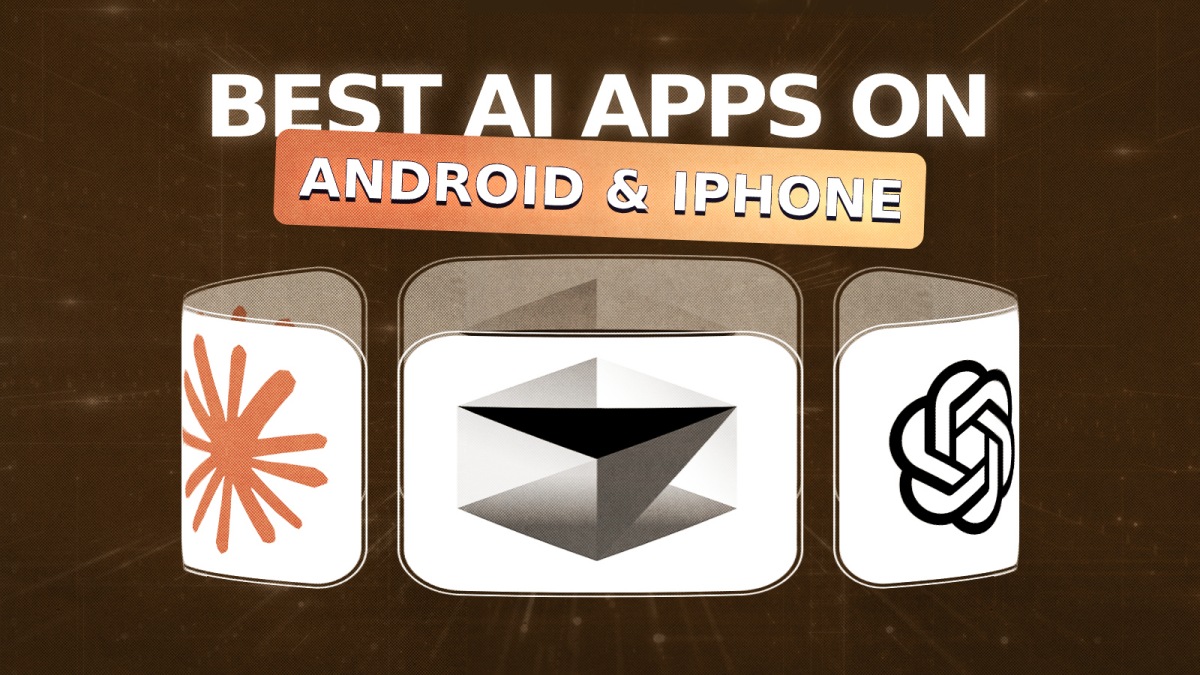 illustration showing the icons of the best ai apps for Android and iPhone