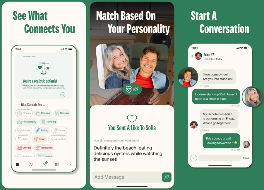 eHarmony dating App Play Store Slides side by side