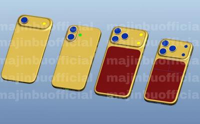 Purported CAD renders of the iPhone 17 series with pill-shaped cameras at the back