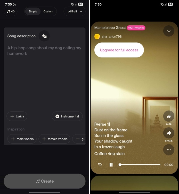 suno ai music app generating music