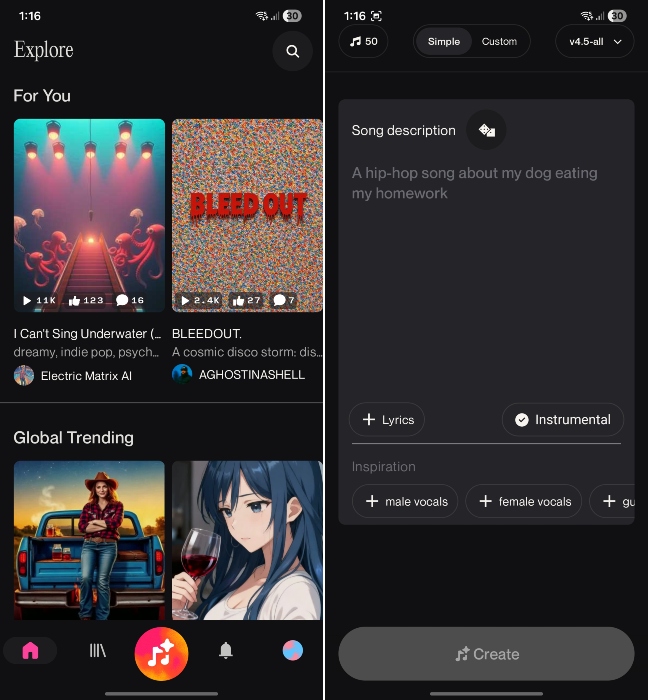 suno ai music app on android