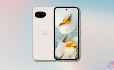 product preview of Google Pixel 9a in Porcelain colorway in front of a light colored background