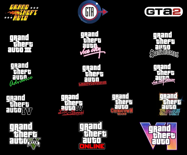 GTA logos in order all