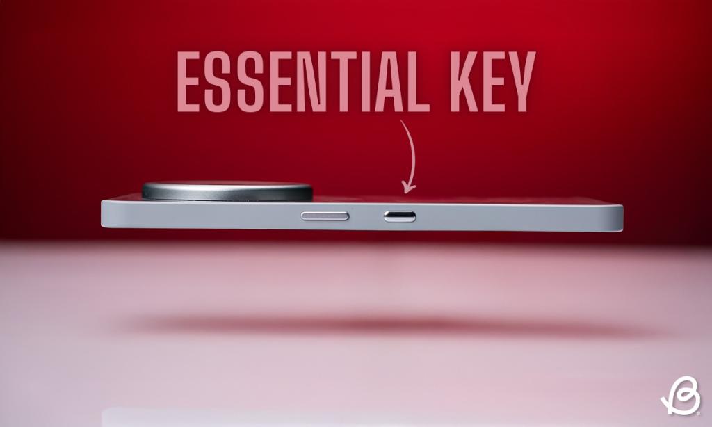 shot of the Nothing Phone (3a) Pro from the side previewing the new Essential Key