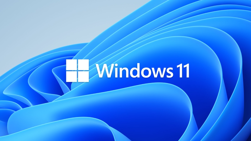 Windows 11 logo with windows 11 wallpaper background