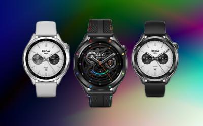 product image of Xiaomi Watch S4 with different watch faces and straps in front of a gradient background