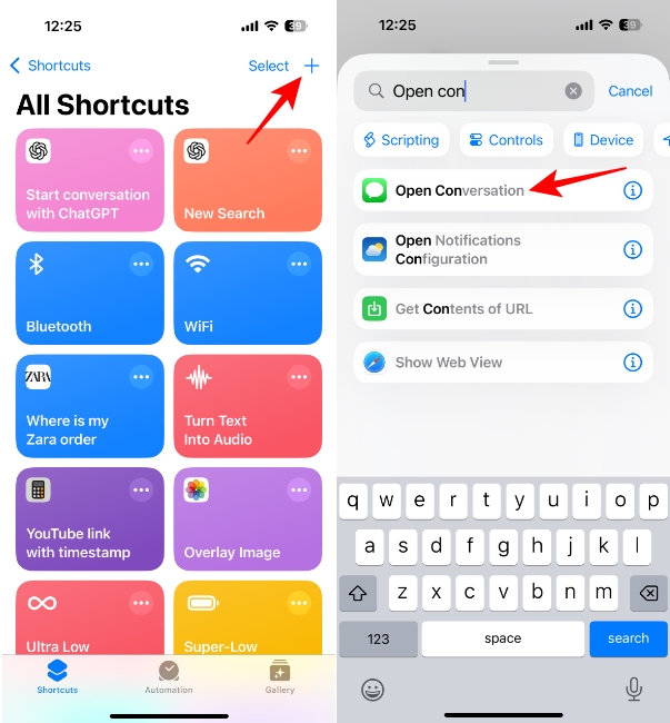 Create Open Conversation shortcut
