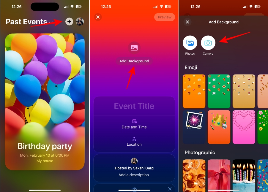 Steps to Create new event in Invites app iPhone