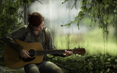 Ellie playing guitar in TLOU Part II