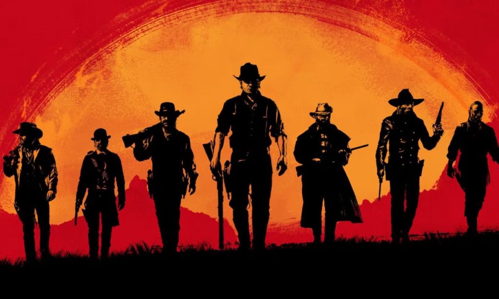 Red Dead Redemption 2 cover art featuring the van der Linde Gang, open world games like GTA