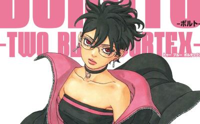 Sarada Uchiha in Boruto Two Blue Vortex manga cover