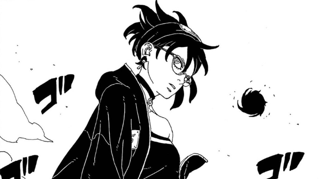 Sarada Uchiha's mangekyou sharingan Ohirume in Boruto Two Blue Vortex manga