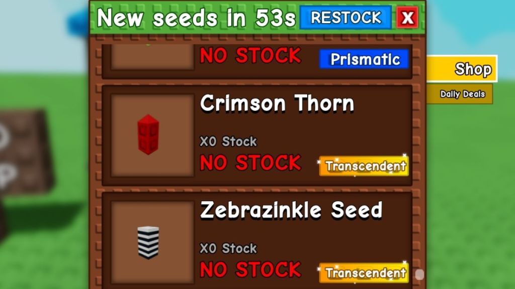 Seed Shop Stock Crimson Zebrazinkle