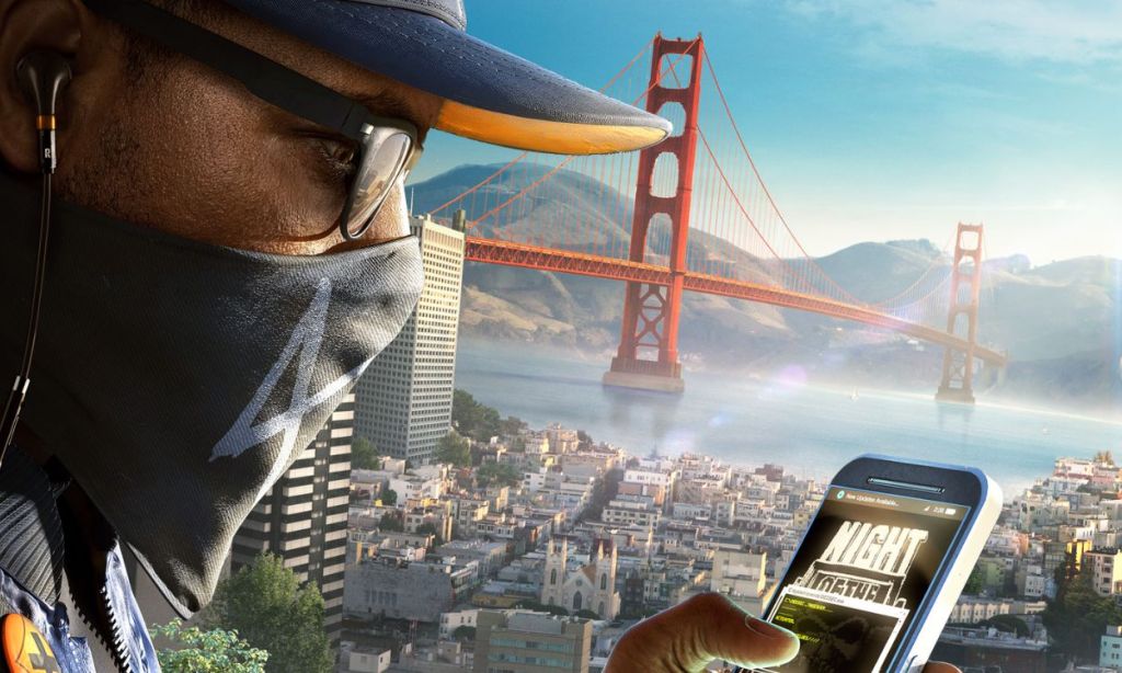 Watch Dogs 2 game art with Marcus Holloway