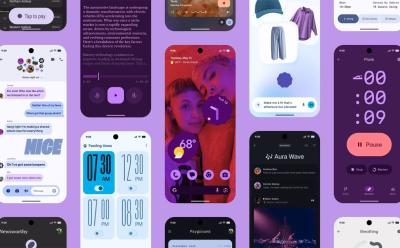 illustration of Android phone screens showing the new redesign that's part of Material 3 Expressive