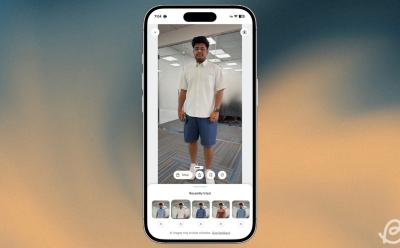 illustration of a phone previewing the new Try It On feature on the Google App
