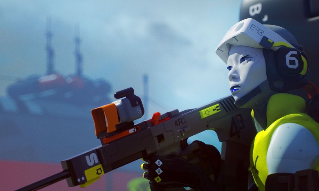 Runner holding a gun in Marathon