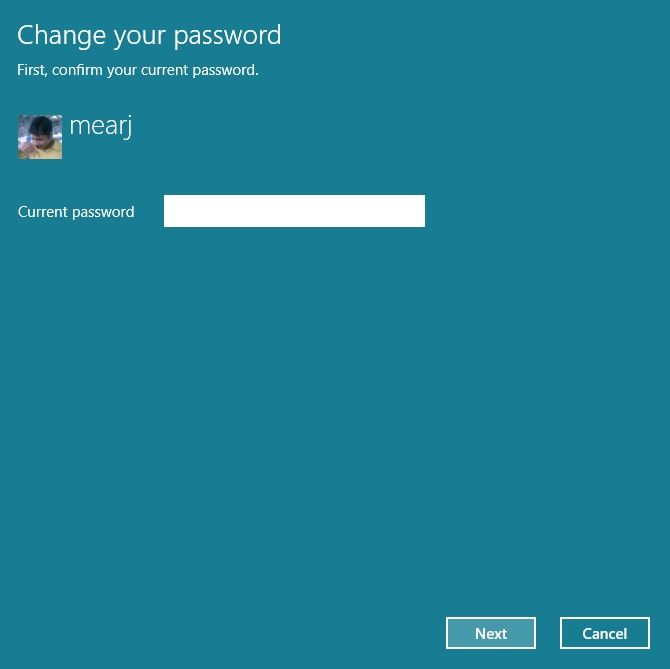 enter current password of windows 11