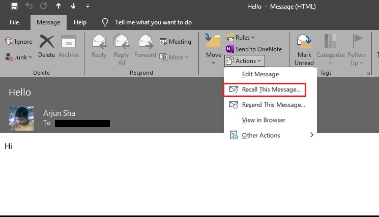 recall email in classic outlook