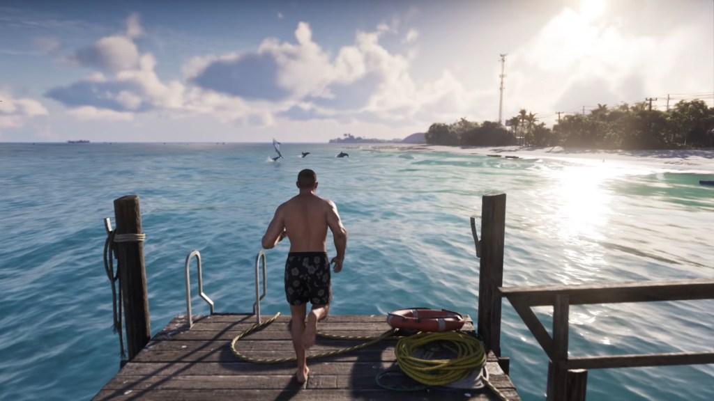 Preparing to dive into the water with Jason in GTA 6.