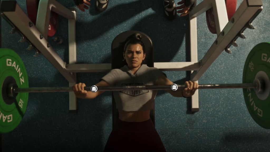 Lucia lifting weights in GTA 6.