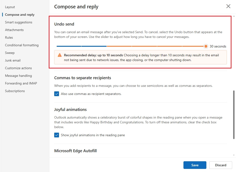 undo send feature in outlook
