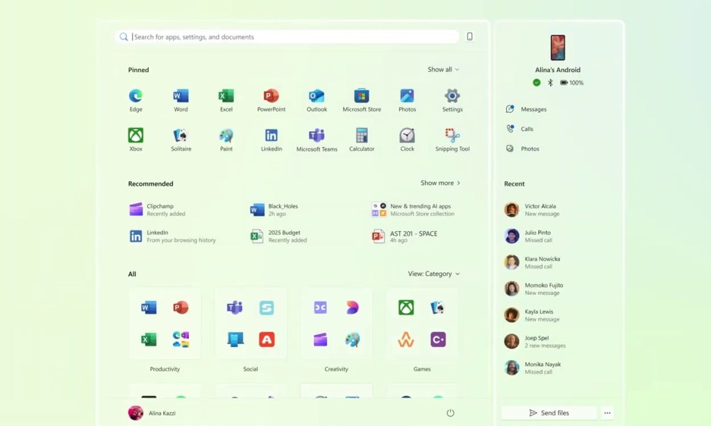 windows 11 redesigned start menu