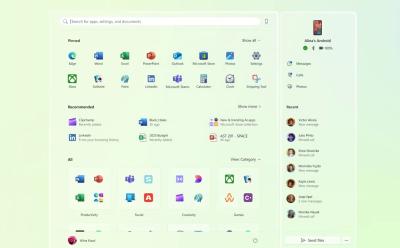 windows 11 redesigned start menu