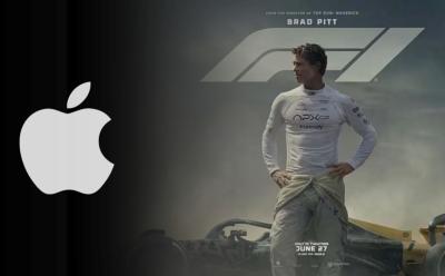 Apple logo with the F1 The Movie Poster