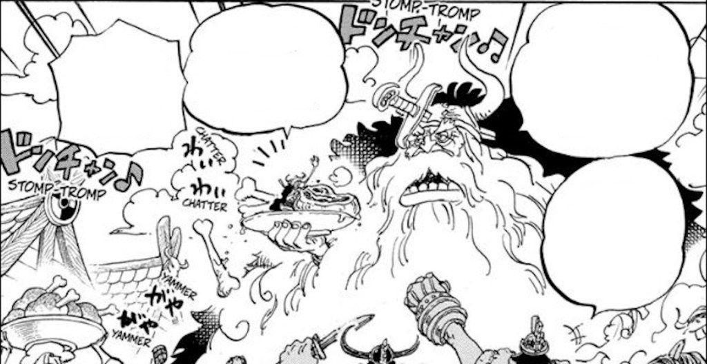 Elder Jarul welcoming the Straw Hat Pirates to Elbaf