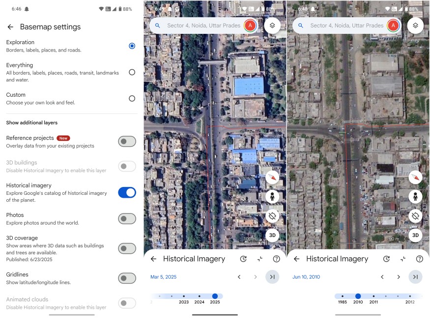 Google Earth Historical Imagery Feature