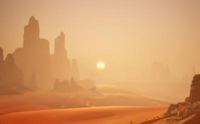 The Arrakis desert in Dune Awakening