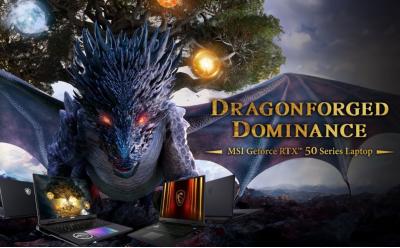 MSI GeForce RTX 50 laptops with Dragonforged Dominance game poster